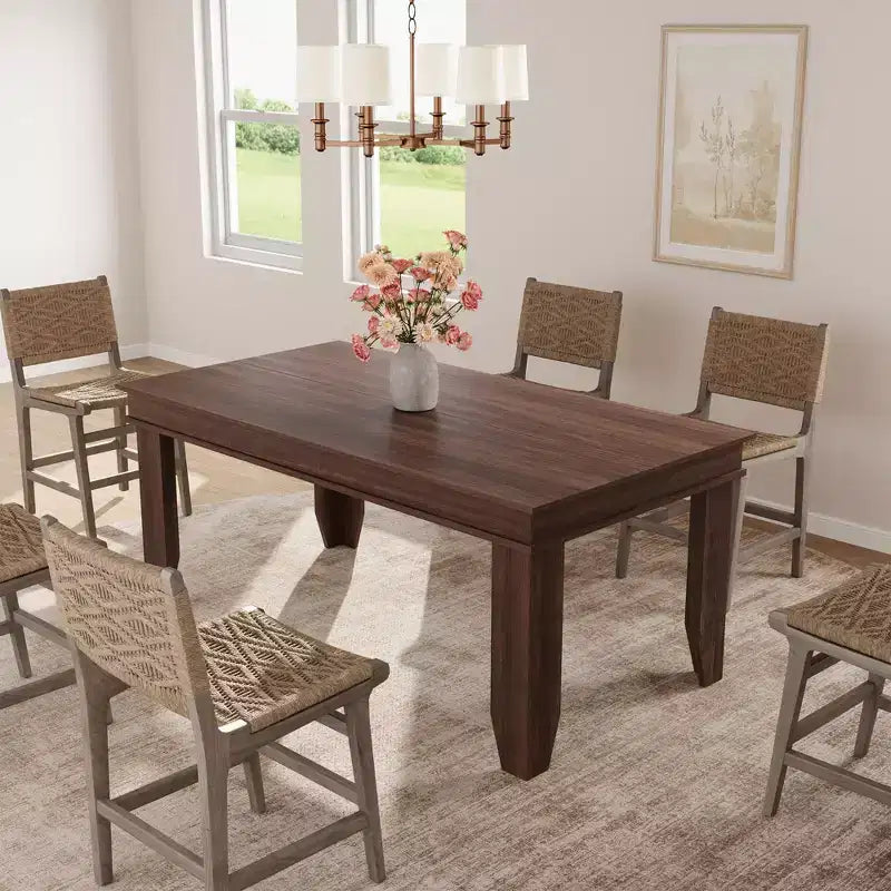 Tavolo da pranzo rustico da 63 per 4-6 persone, tavolo rettangolare da cucina in legno con robusta struttura in legno, grande tavolo da pranzo per sala da pranzo e appartamento