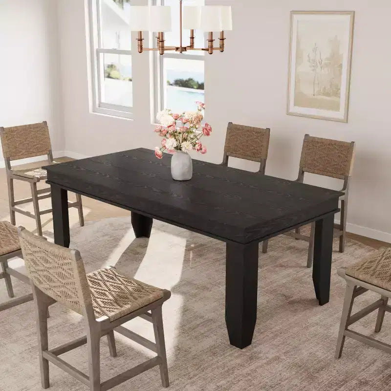 Tavolo da pranzo rustico da 63 per 4-6 persone, tavolo rettangolare da cucina in legno con robusta struttura in legno, grande tavolo da pranzo per sala da pranzo e appartamento