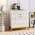 Credenza, mobile contenitore moderno con ante e ripiani, 30.9W14.3D33.3H, bianco/oro per cucina/ufficio/sala da pranzo/soggiorno