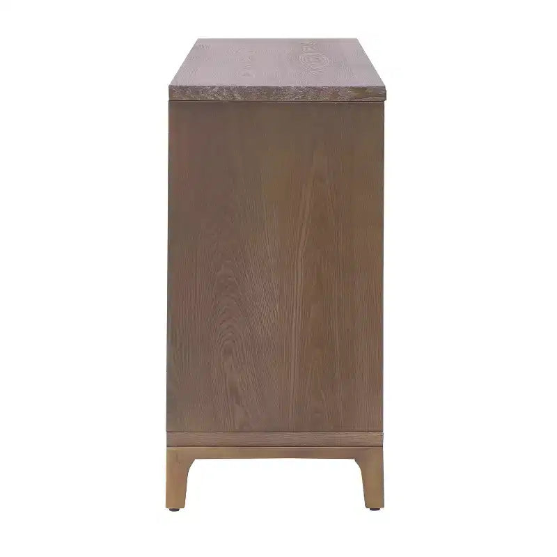 Credenza a 4 ante in stile moderno di metà secolo, 59', con motivo intrecciato 3D
