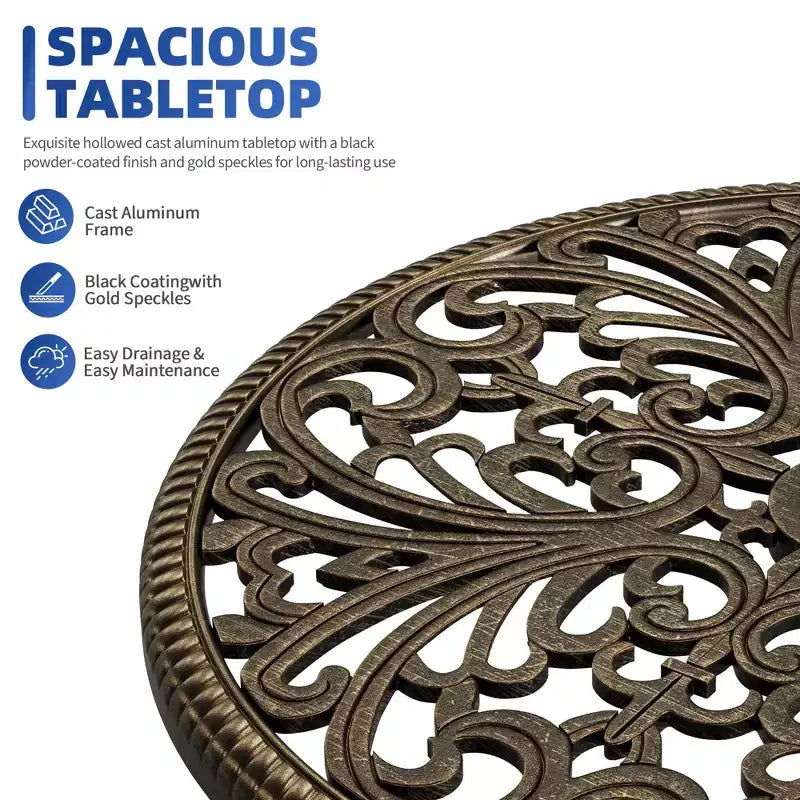 Lekki stół jadalniany z odlewanego aluminium do użytku na zewnątrz, trwały i łatwy w montażu, na taras i do ogrodu