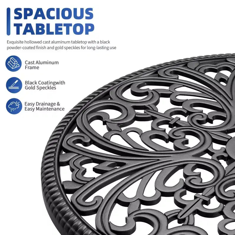 Lekki stół jadalniany z odlewanego aluminium do użytku na zewnątrz, trwały i łatwy w montażu, na taras i do ogrodu