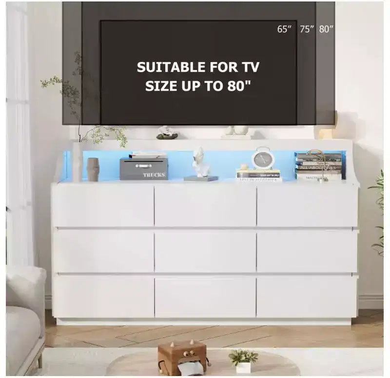 Cassettiera in legno da 59 con 9 cassetti, moderna per camera da letto, soggiorno, corridoio e ingresso