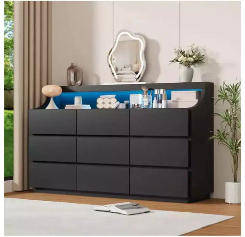 Cassettiera in legno da 59 con 9 cassetti, moderna per camera da letto, soggiorno, corridoio e ingresso