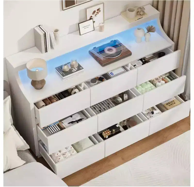 Cassettiera in legno da 59 con 9 cassetti, moderna per camera da letto, soggiorno, corridoio e ingresso