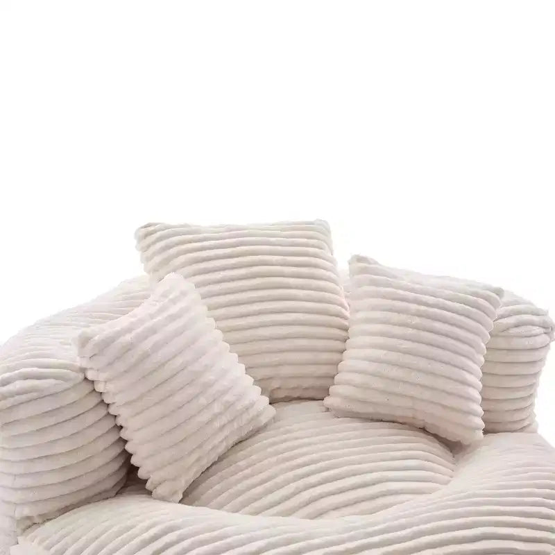 Divano a sacco per adulti e bambini, poltrona oversize in velluto a coste con 3 cuscini e bracciolo per soggiorno o camera da letto