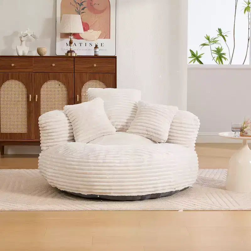 Divano a sacco per adulti e bambini, poltrona oversize in velluto a coste con 3 cuscini e bracciolo per soggiorno o camera da letto