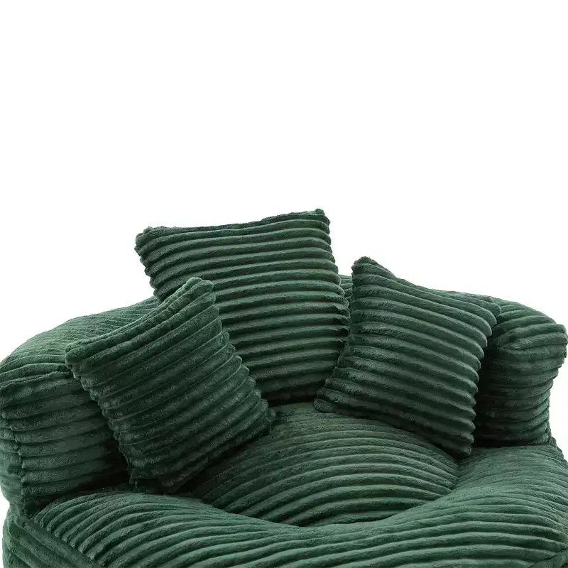 Divano a sacco per adulti e bambini, poltrona oversize in velluto a coste con 3 cuscini e bracciolo per soggiorno o camera da letto