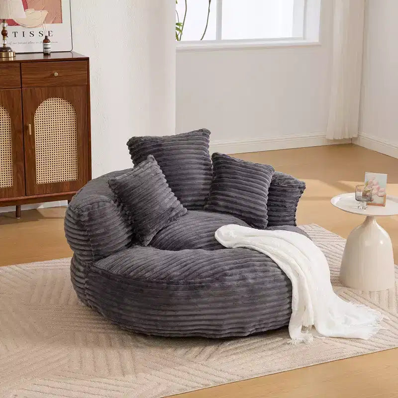 Bean Bag Sofa for Adults Kids, Oversized Corduroy Bean Bag Chair with 3 Pillows & Armrest for Living Room Bedroom