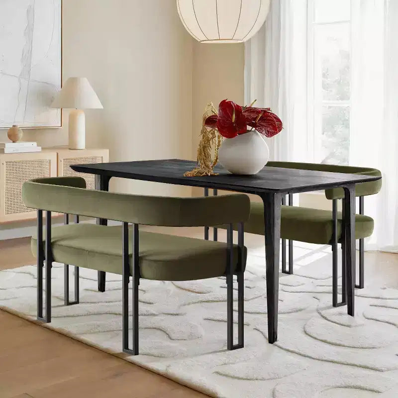Panca moderna da 49 con schienale e braccioli, elegante panca da pranzo, divanetto a 2 posti con struttura in metallo, seduta d'accento per il soggiorno