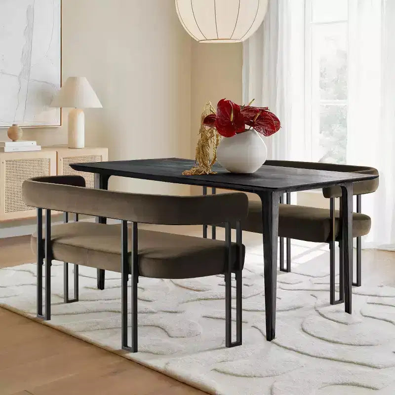 Panca moderna da 49 con schienale e braccioli, elegante panca da pranzo, divanetto a 2 posti con struttura in metallo, seduta d'accento per il soggiorno
