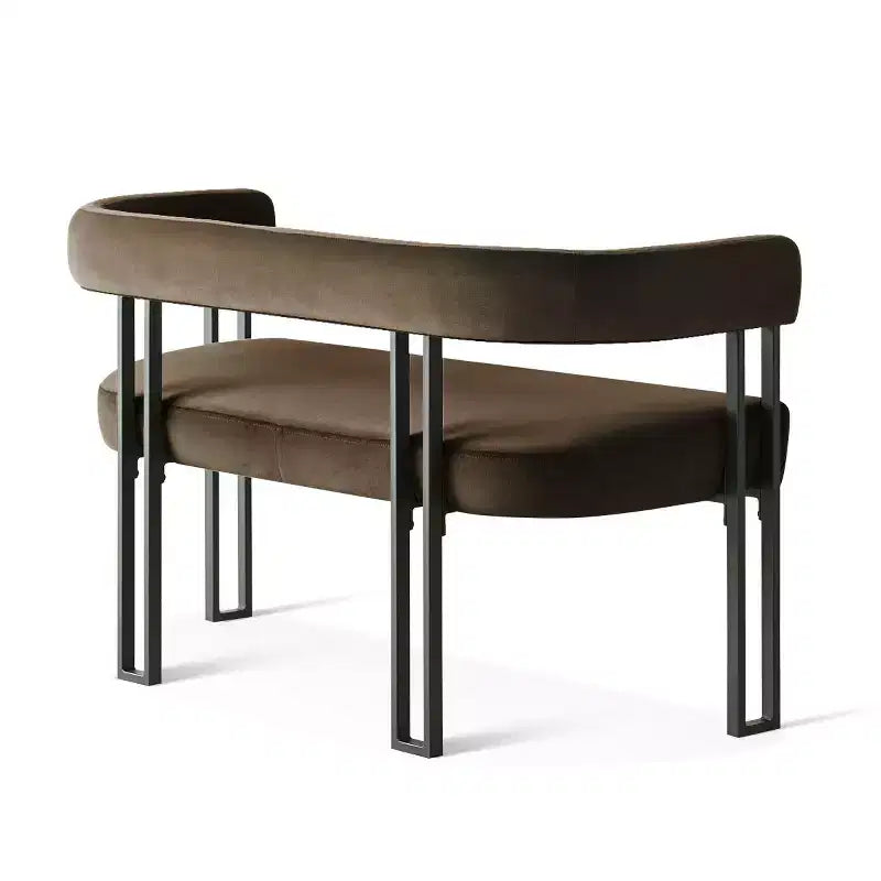 Panca moderna da 49 con schienale e braccioli, elegante panca da pranzo, divanetto a 2 posti con struttura in metallo, seduta d'accento per il soggiorno