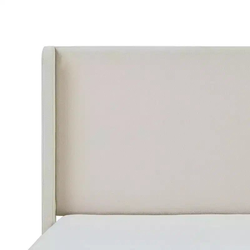 Modern Boucle Upholstered Floor Bed with Wingback