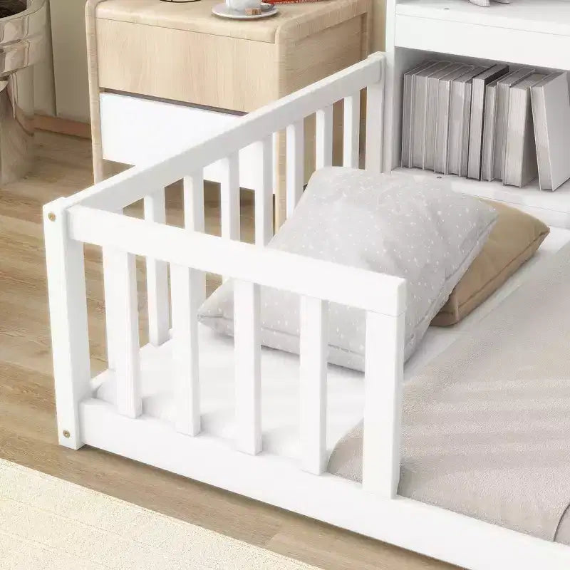 Full Bed Frame Soft-Close Drawers Solid Pine Wood No Box Spring Needed